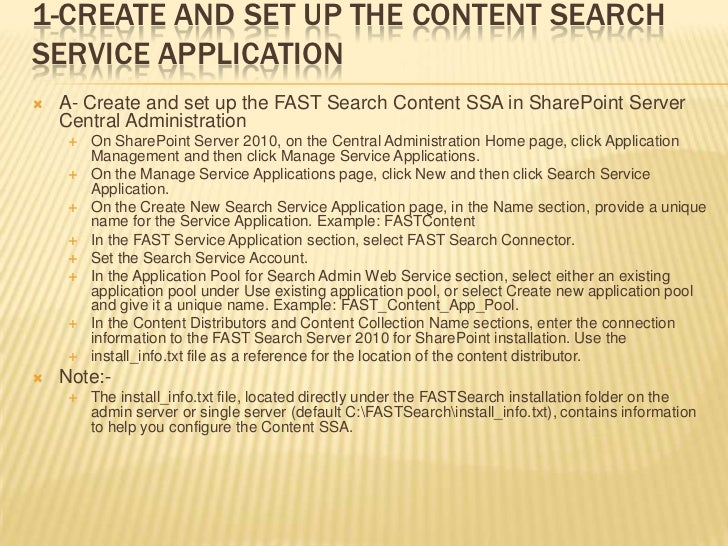 sharepoint 2010 setup search service application