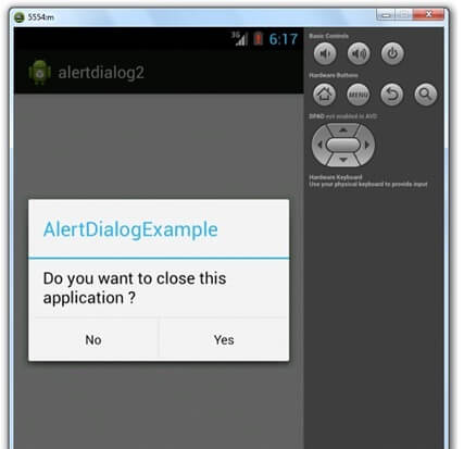 android alertdialog example application context