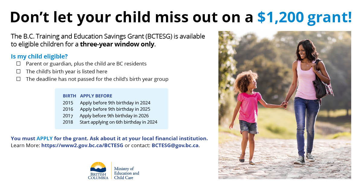 application for british columbia training and education savings grant