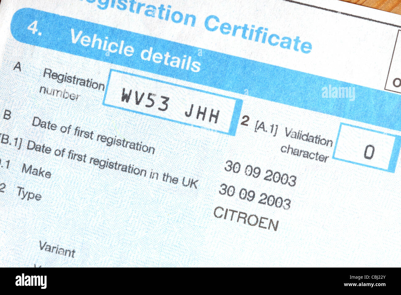 application for a vehicle registration certificate v5c