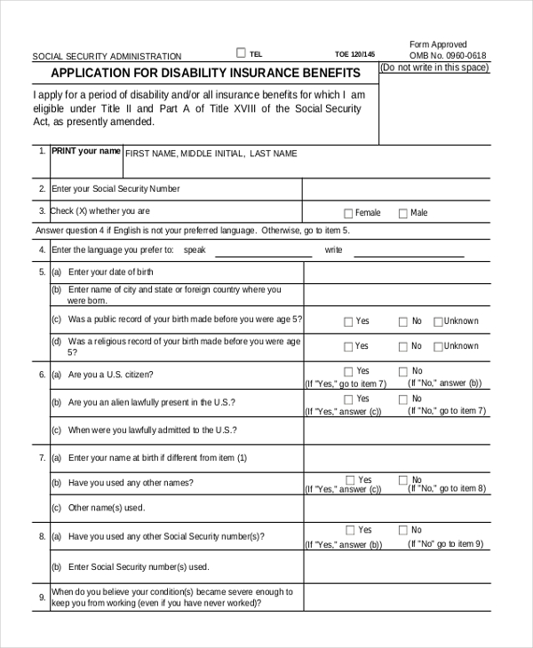 child disability allowance application form