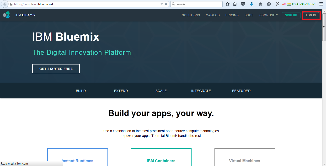 creating applications in ibm bluemix