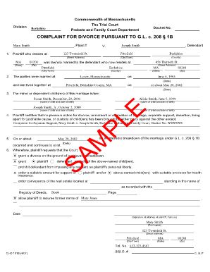 petition for divorce v notice of application