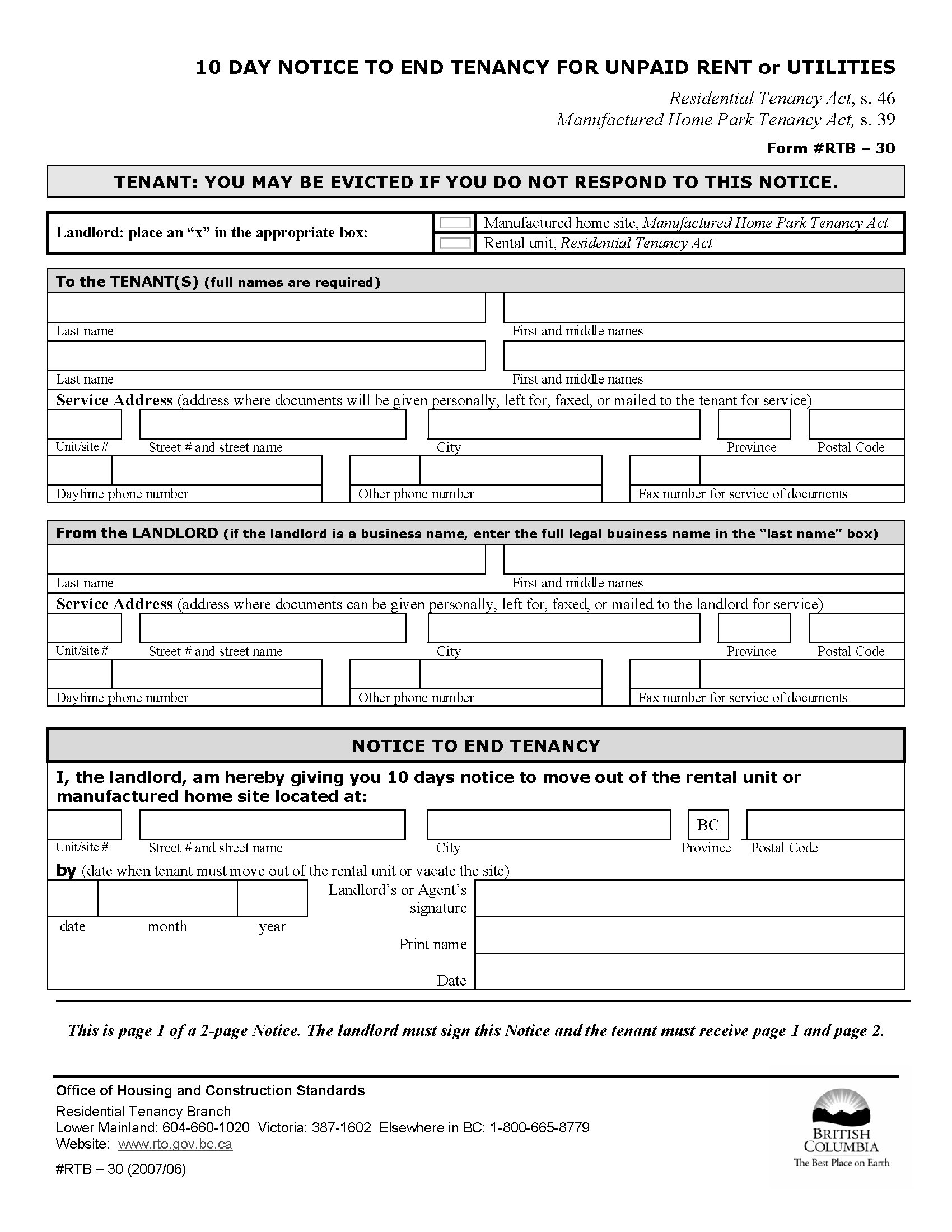 rental application forms bc how to fill in