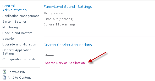 sharepoint 2010 setup search service application